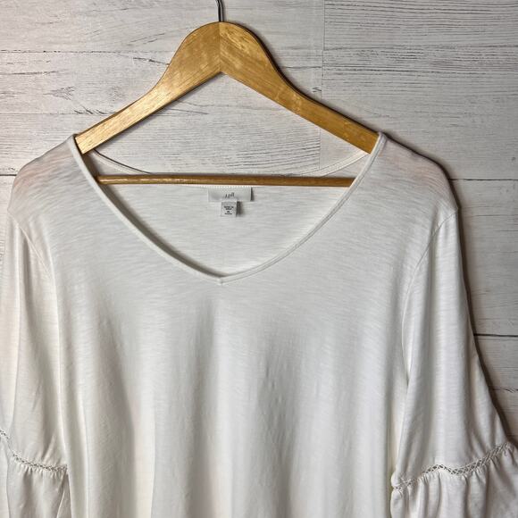 J Jill Tunic Top Womens Size XL Petite White Bohemian Fabric Button Detail - Picture 7 of 16